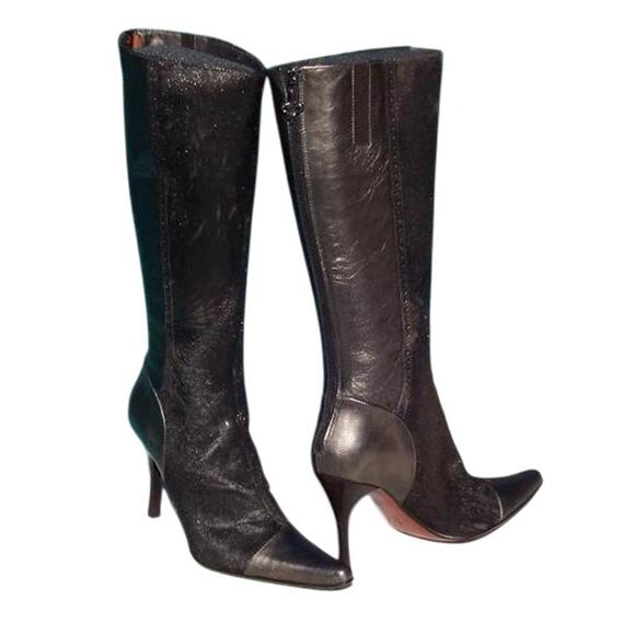 Donald Pliner Pewter Metallic Leather Hair Calf New Couture Boot $595 NWT Sz 6 - Picture 4 of 6